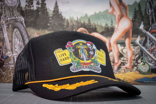 Live Hard Ride Fast Gold Leaf Trucker